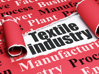 Image showing Manufacuring concept: black text Textile Industry under the piece of  torn paper