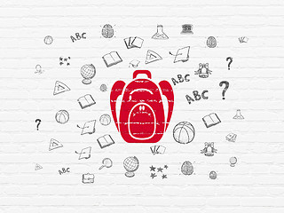Image showing Studying concept: Backpack on wall background