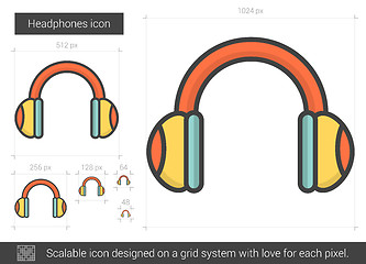 Image showing Headphones line icon.