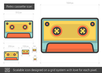 Image showing Retro cassette line icon.