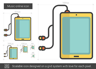 Image showing Music online line icon.