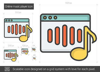 Image showing Online music player line icon.