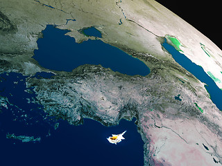 Image showing Flag of Cyprus from space