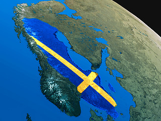 Image showing Flag of Sweden from space