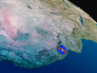 Image showing Flag of Swaziland from space