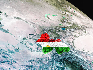 Image showing Flag of Tajikistan from space