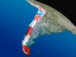 Image showing Flag of Chile from space