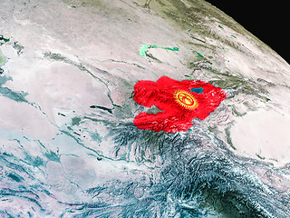 Image showing Flag of Kyrgyzstan from space