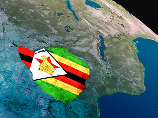 Image showing Flag of Zimbabwe from space