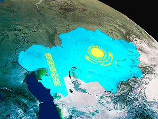 Image showing Flag of Kazakhstan from space