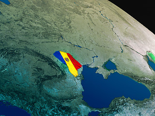 Image showing Flag of Moldova from space