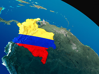 Image showing Flag of Colombia from space