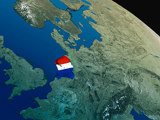 Image showing Flag of Netherlands from space