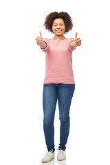 Image showing happy african american woman showing thumbs up