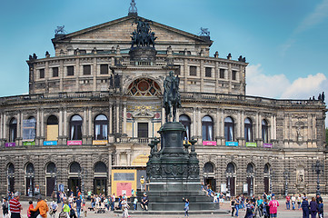 Image showing DRESDEN, GERMANY – AUGUST 13, 2016: Tourists walk and visit on