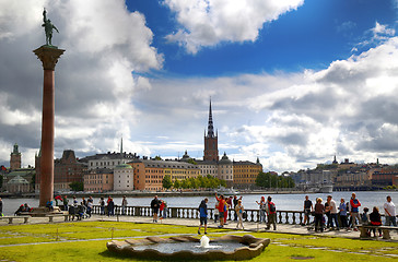 Image showing STOCKHOLM, SWEDEN - AUGUST 19, 2016: Tourists walk and visit Sto