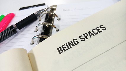 Image showing Being spaces words on a book