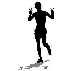 Image showing Silhouettes. Runners on sprint, men. illustration