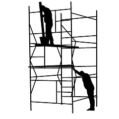 Image showing Silhouette worker climbing the ladder. illustration