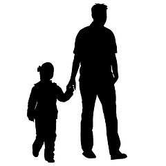 Image showing Black silhouettes Family on white background. illustration