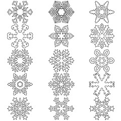 Image showing Set snowflakes icons on white background, illustration