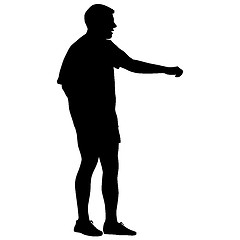 Image showing Black silhouettes man on white background. illustration