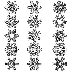 Image showing Set snowflakes icons on white background, illustration