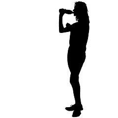 Image showing Black silhouettes of beautiful woman on white background. illustration