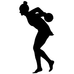 Image showing Silhouette girl gymnast with the ball. illustration