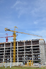 Image showing Crane and building construction site