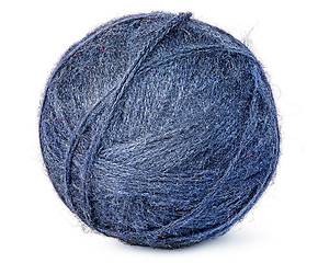 Image showing Ball of blue wool yarn