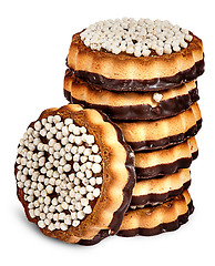 Image showing Stack chocolate cookies and one in front