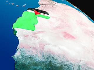Image showing Flag of Western Sahara from space