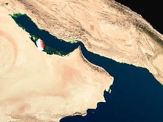 Image showing Flag of Qatar from space