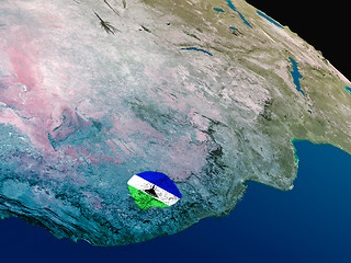 Image showing Flag of Lesotho from space