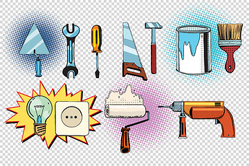 Image showing home tools and electrics, pop art set