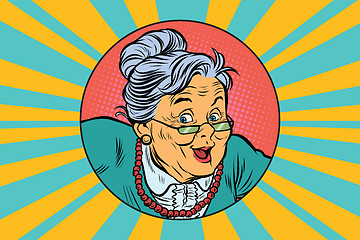Image showing joyful intelligent grandmother pop art