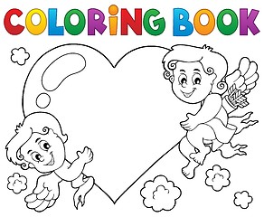 Image showing Coloring book Cupid topic 1