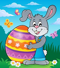 Image showing Bunny holding big Easter egg theme 2