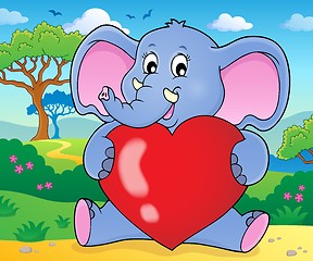 Image showing Elephant holding heart theme image 2