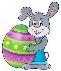 Image showing Bunny holding big Easter egg theme 1