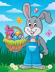 Image showing Bunny holding Easter basket theme 3