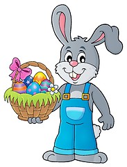 Image showing Bunny holding Easter basket theme 1