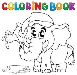 Image showing Coloring book elephant with hat