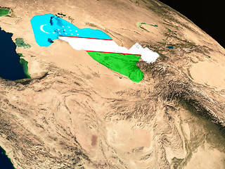 Image showing Flag of Uzbekistan from space