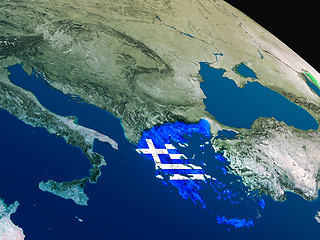 Image showing Flag of Greece from space