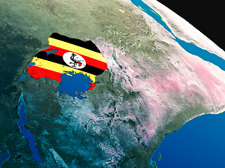 Image showing Flag of Uganda from space