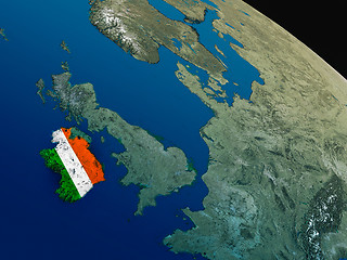 Image showing Flag of Ireland from space