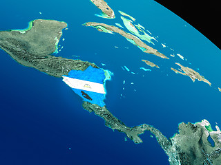 Image showing Flag of Nicaragua from space