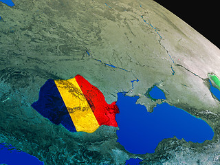 Image showing Flag of Romania from space